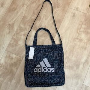 adidas Black Patterned Crossbody Tote with Logo